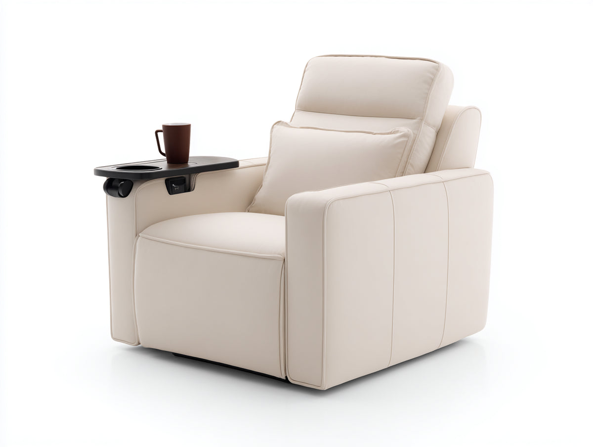 Fauteuil relax - Similicuir - 94 x 90 x 104 cm - Crème - Style moderne