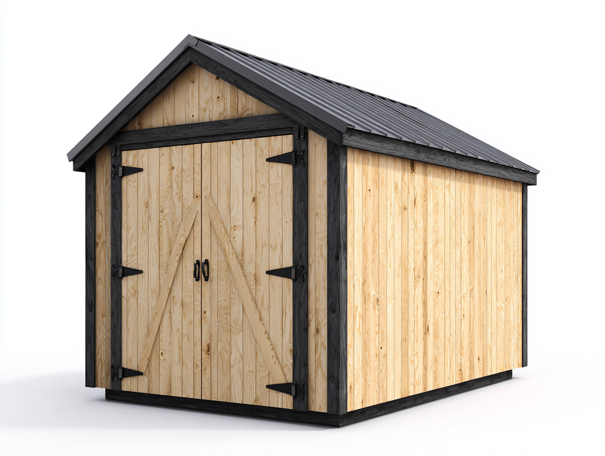 Abri de jardin - Bois-Métal - 220 x 200 x 230 cm - Bois naturel-Noir-Gris anthracite - Style rustique