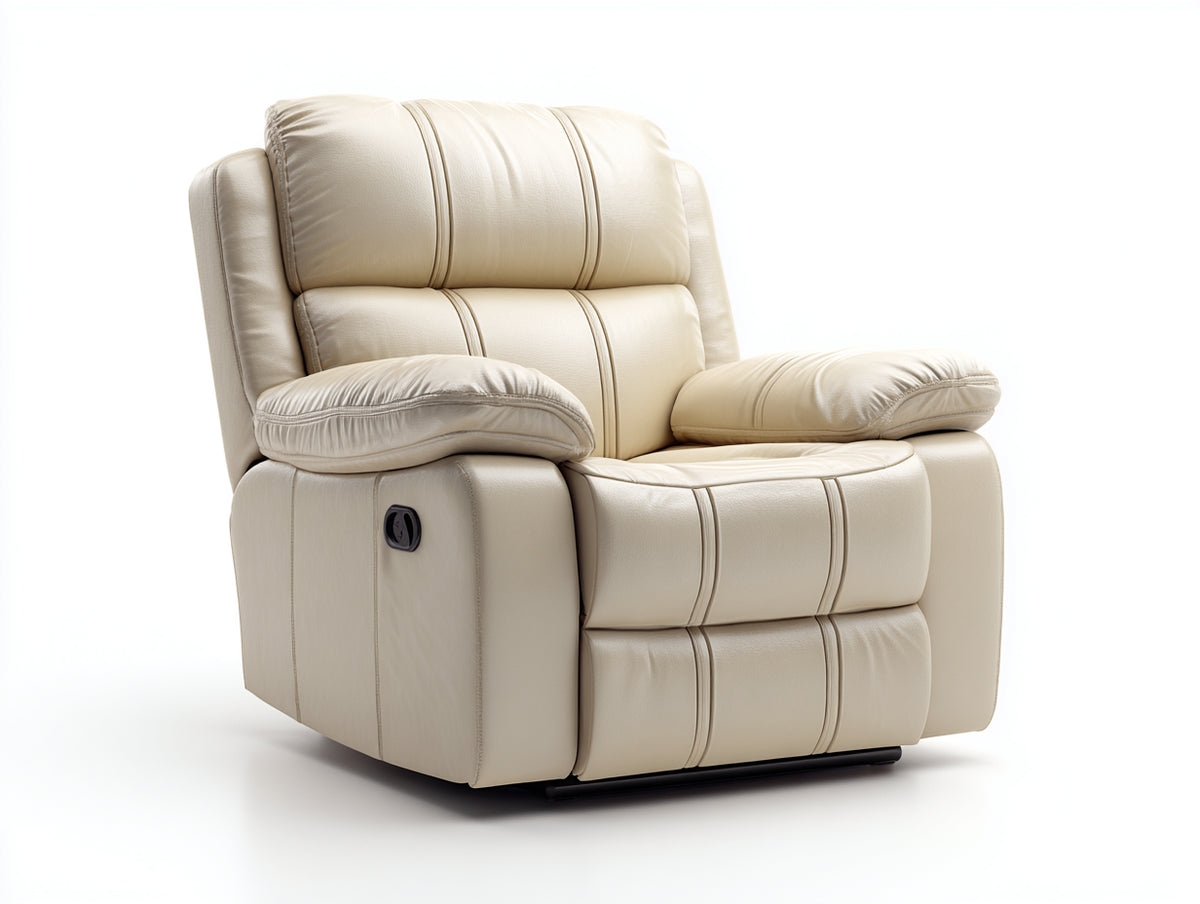 Fauteuil relax - Similicuir - 98 x 93 x 104 cm - Crème - Style contemporain