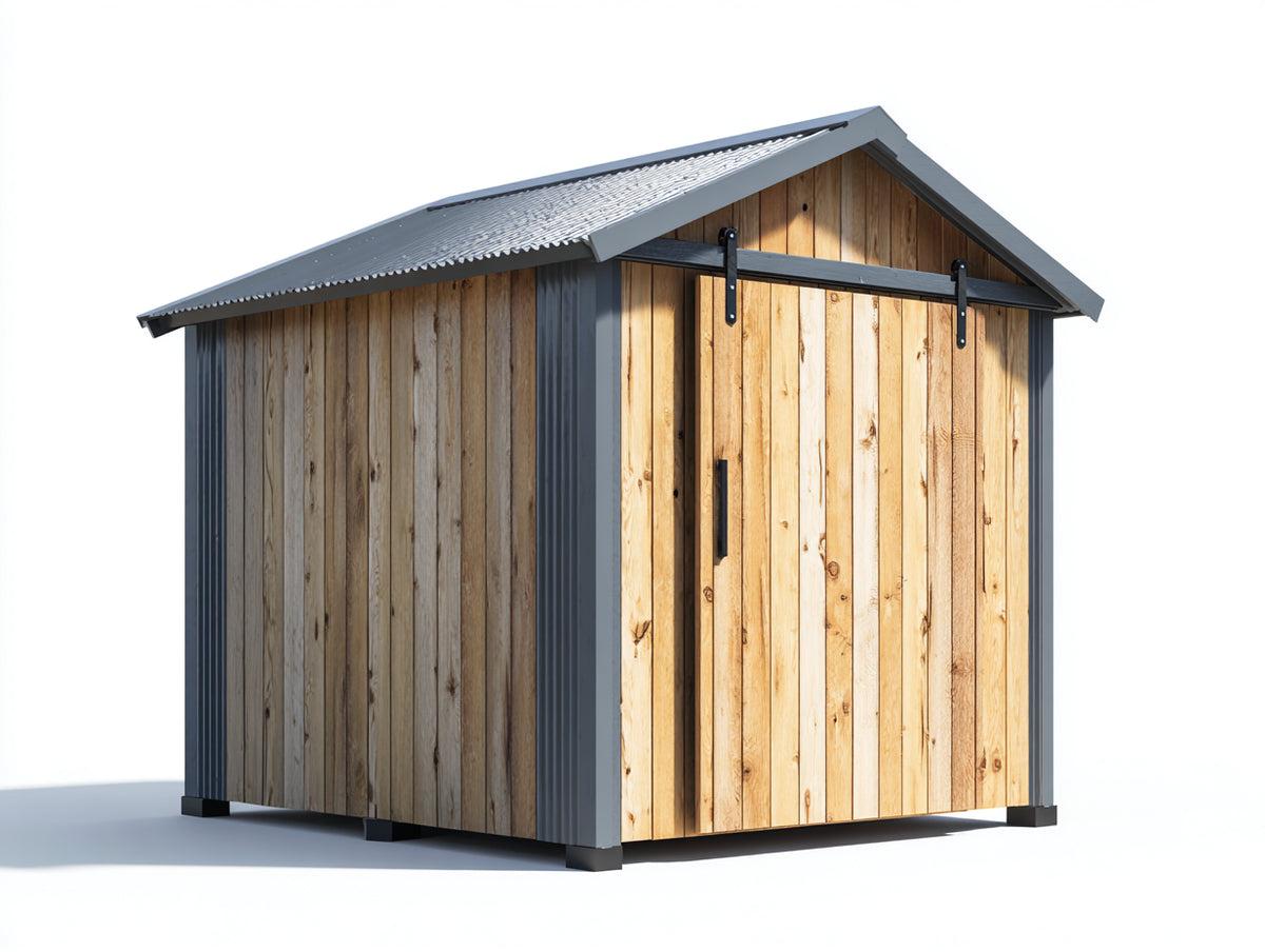 Abri de jardin - Bois-Métal - 200 x 180 x 225 cm - Bois naturel-Gris anthracite - Style moderne