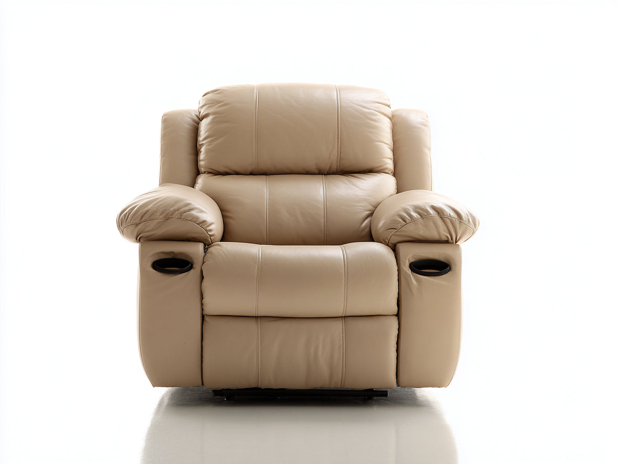 Fauteuil relax - Similicuir - 99 x 95 x 105 cm - Beige clair - Style contemporain