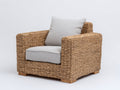 Fauteuil de jardin-Fibre végétale tressée-Tissu-90x86x78 cm-Beige naturel-Écru-Style naturel contemporain