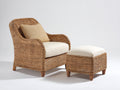 Fauteuil de jardin-Rotin tressé-Tissu-Bois-86x79x95 cm-Brun miel-Crème-Style naturel classique