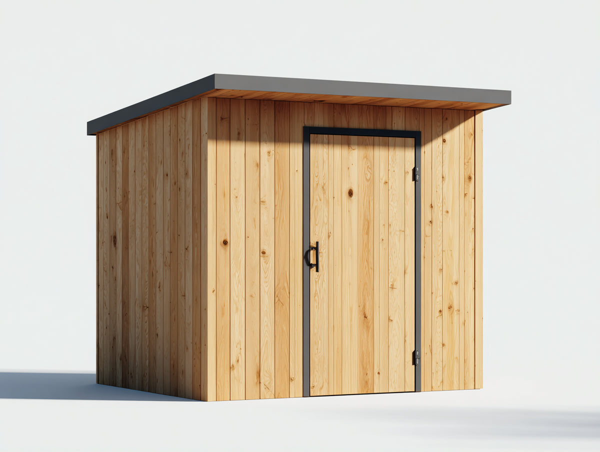 Abri de jardin - Bois-Métal - 220 x 180 x 210 cm - Bois naturel-Gris anthracite - Style moderne