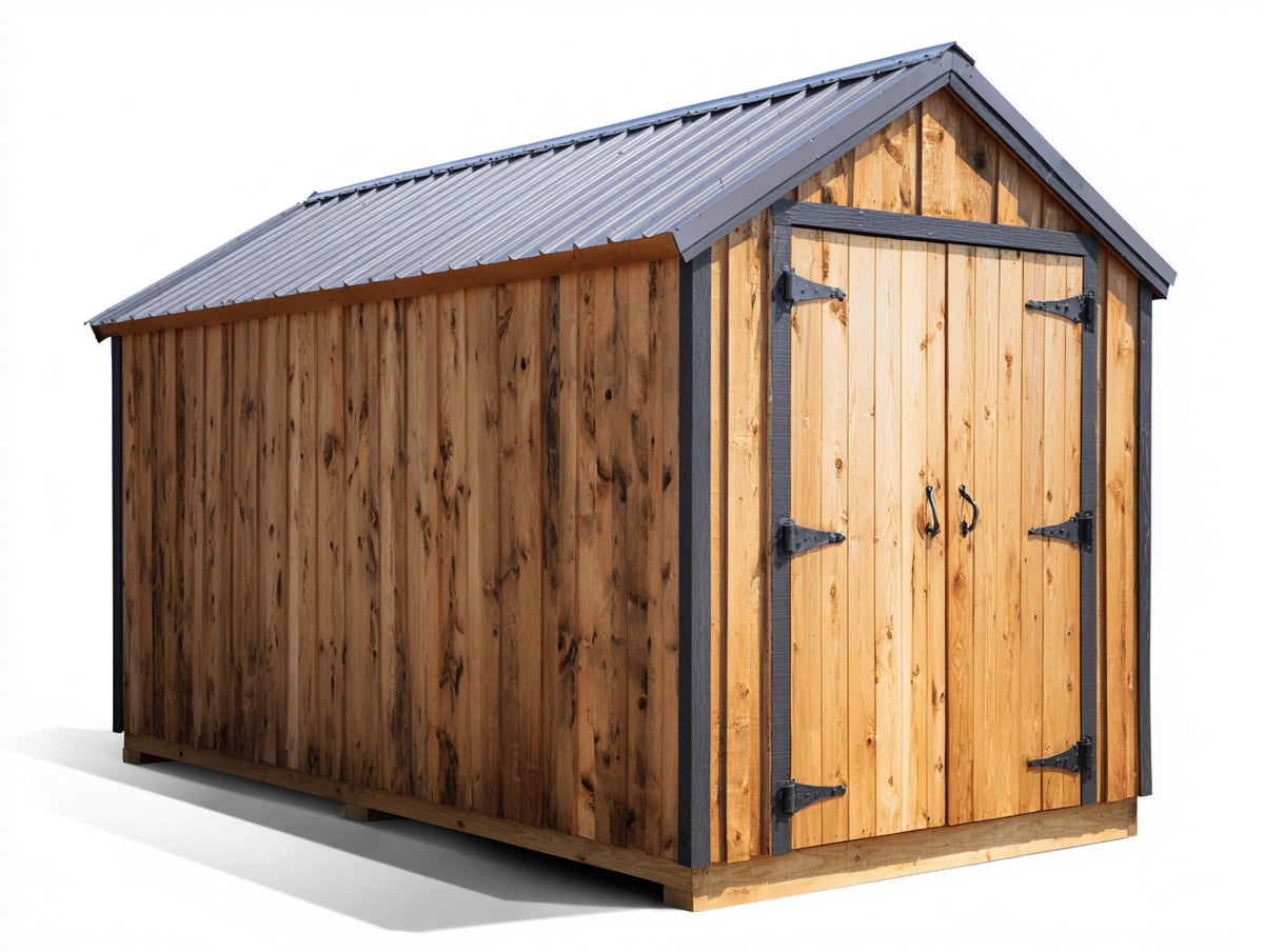 Abri de jardin - Bois-Métal - 240 x 180 x 225 cm - Bois naturel-Gris anthracite-Noir - Style rustique