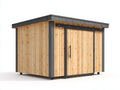 Abri de jardin - Bois-Métal - 240 x 200 x 215 cm - Bois naturel-Gris anthracite - Style moderne
