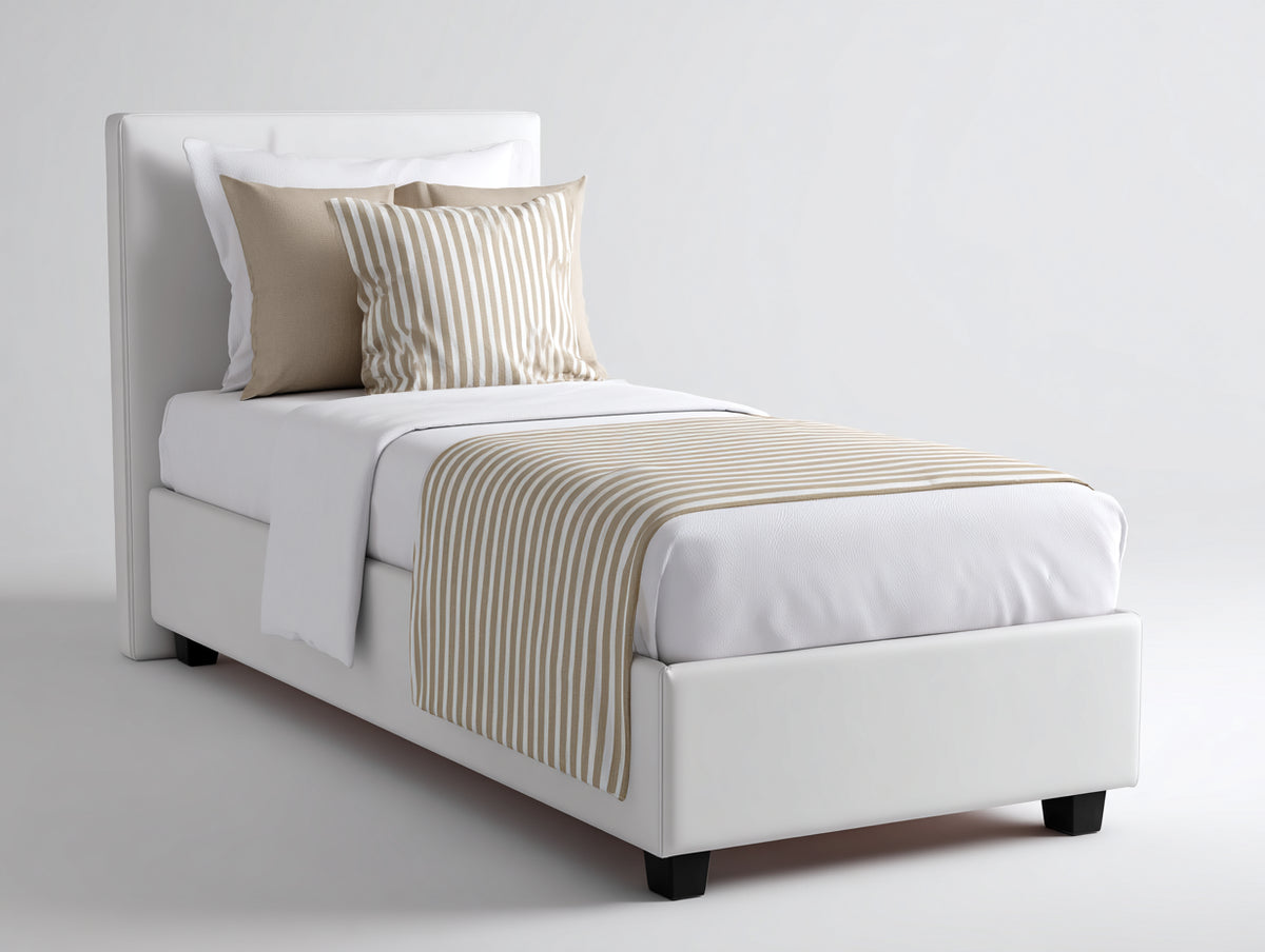 Lit simple - Similicuir-Bois - 210 x 105 x 100 cm - Blanc - Style moderne