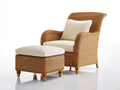 Fauteuil de jardin-Rotin tressé-Tissu-Bois-84x79x104 cm-Brun doré-Crème-Style classique élégant