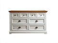 Commode - Bois-Métal - 140 x 45 x 85 cm - Blanc-Bois naturel - Style campagne