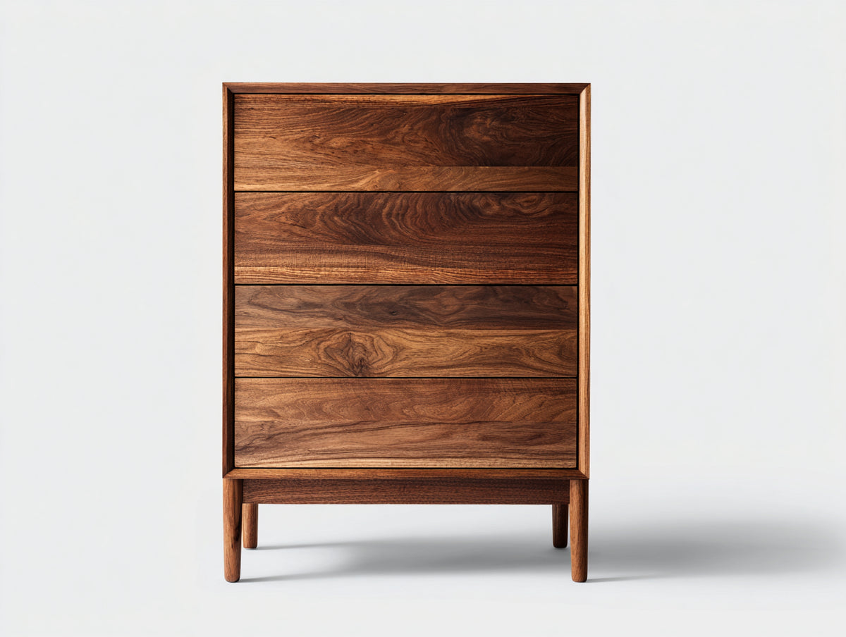 Commode - Bois - 82 x 42 x 125 cm - Marron noyer - Style minimaliste moderne