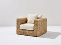 Fauteuil de jardin-Fibre végétale tressée-Tissu-89x83x80 cm-Beige doré-Crème-Style organique contemporain