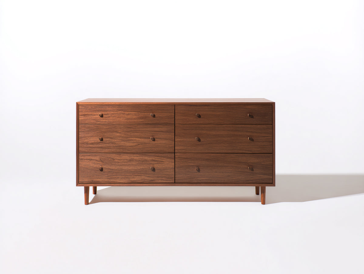 Commode - Bois - 150 x 45 x 80 cm - Marron noyer - Style moderne du milieu du siècle
