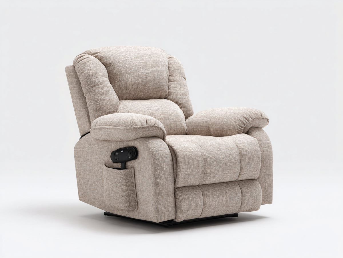 Fauteuil relax - Tissu - 96 x 94 x 103 cm - Beige clair - Style contemporain