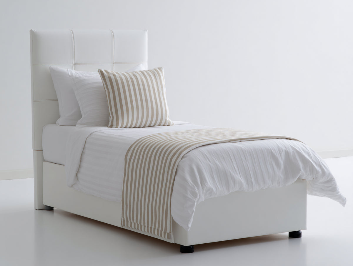 Lit simple - Similicuir-Bois - 206 x 106 x 112 cm - Blanc - Style moderne