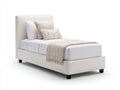 Lit simple - Similicuir-Bois - 208 x 109 x 103 cm - Blanc cassé - Style moderne