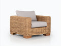 Fauteuil de jardin-Rotin tressé-Tissu-Bois-94x87x80 cm-Beige miel-Gris perle-Style naturel moderne