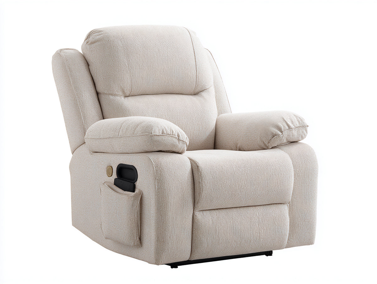 Fauteuil relax - Tissu - 97 x 92 x 104 cm - Beige clair - Style contemporain